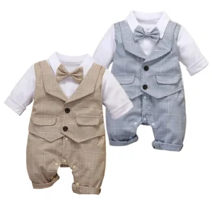Baby Boy Formal Outfit Vest Romper  Party  Clothes