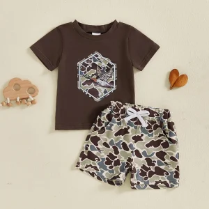 Boys Stylish Summer Ensemble Camo Print