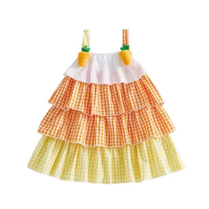 Girls Easter Bunny Print Sleeveless Ruffles Cami Dress Kids Fashion Clothes