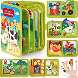Toddlers Montessori Toys Farm Animal Story Busy Cloth Book