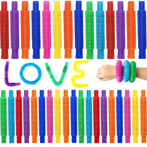 Colorful Pop Tube Rainbow Fidget Stress Relief Toys 10/20/30PCS