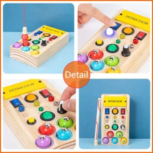 Montessori Travel Busy Board LED Wooden Toy